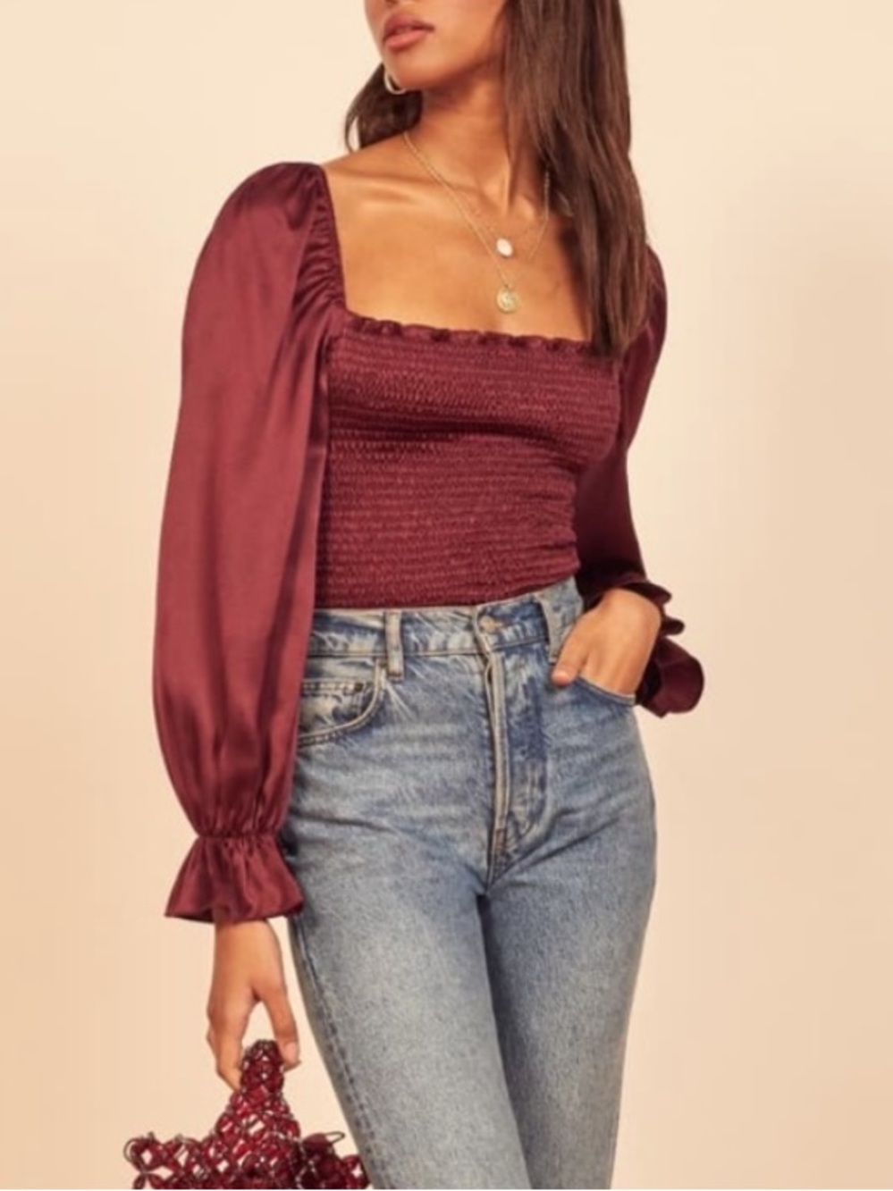 REFORMATION Chamomile 100% Silk Top